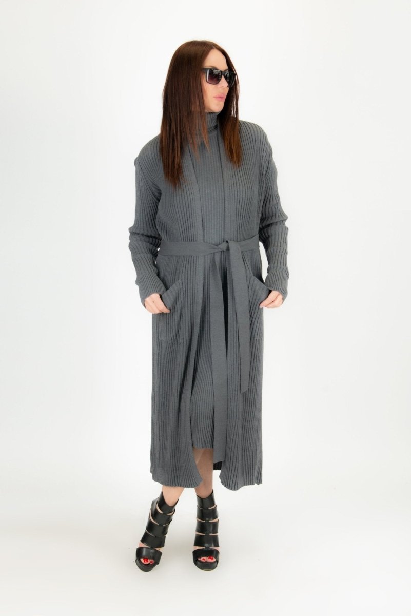 AMY Dark Grey cotton knitting Vest - EUG Fashion