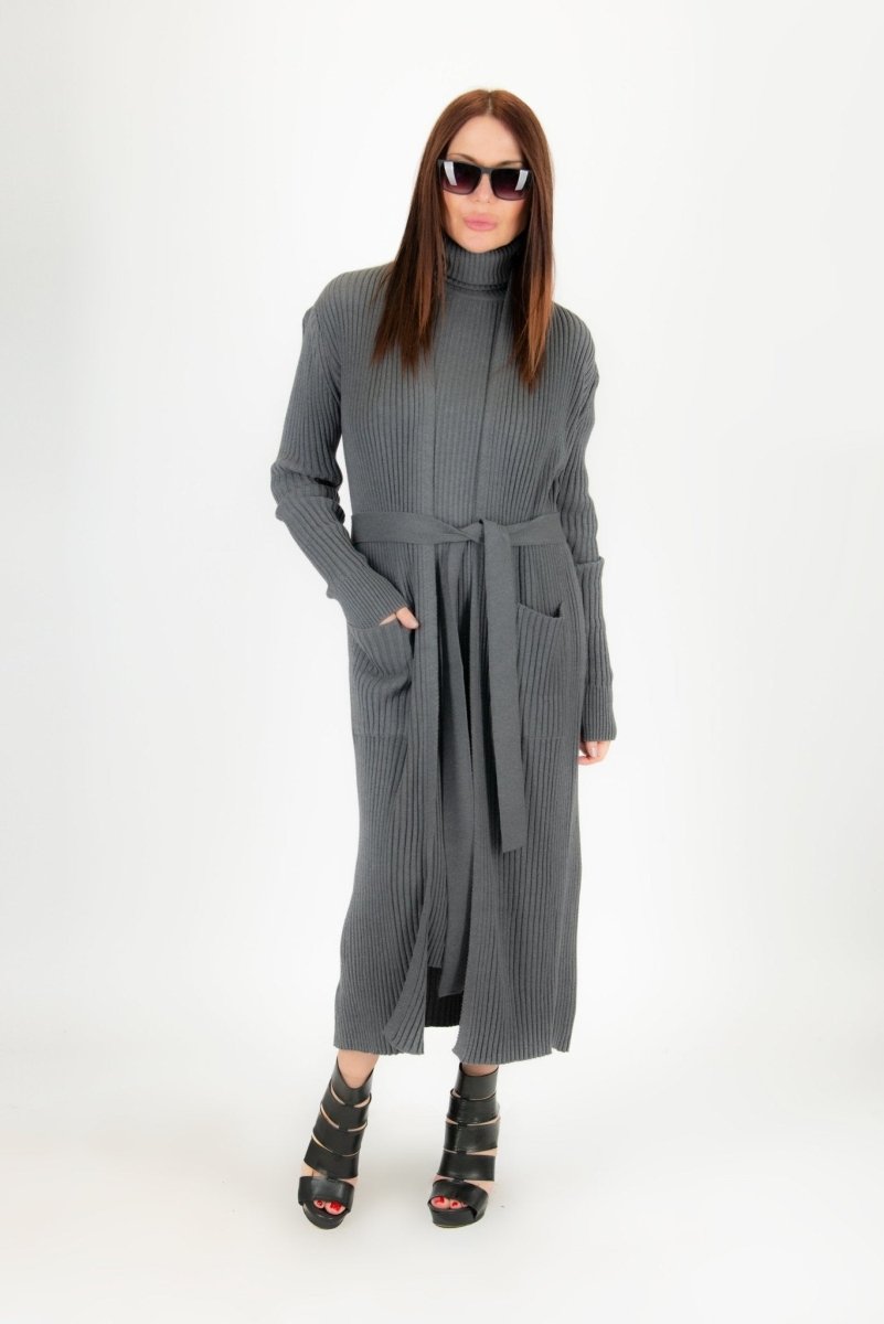 AMY Dark Grey cotton knitting Vest - EUG Fashion
