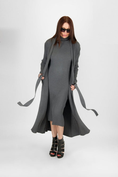 AMY Dark Grey cotton knitting Vest - EUG Fashion