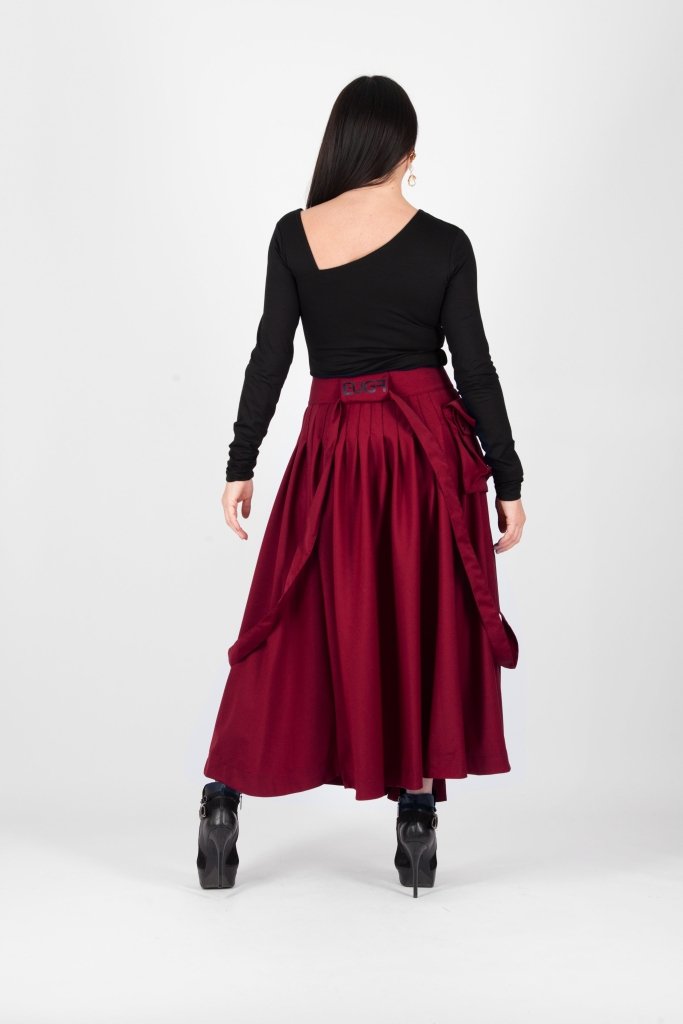 Asymmetrical Long Red Skirt ZEFIRA SALE - EUG Fashion