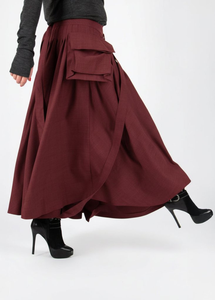 Asymmetrical Long Red Skirt ZEFIRA SALE - EUG Fashion