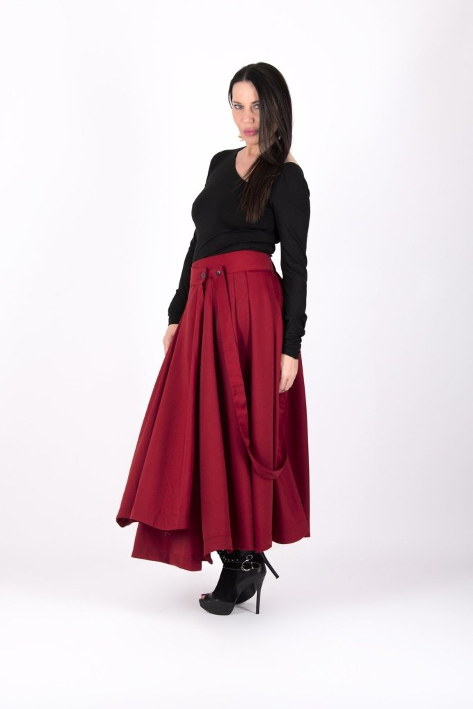 Asymmetrical Long Red Skirt ZEFIRA SALE - EUG Fashion EugFashion 