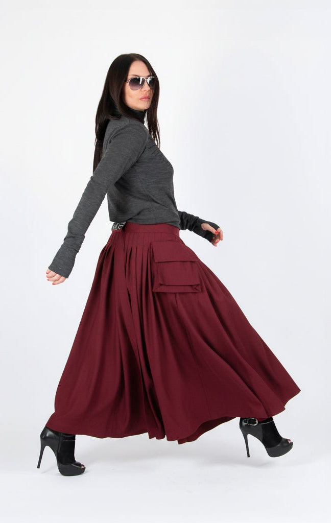 Asymmetrical Long Red Skirt ZEFIRA SALE - EUG Fashion