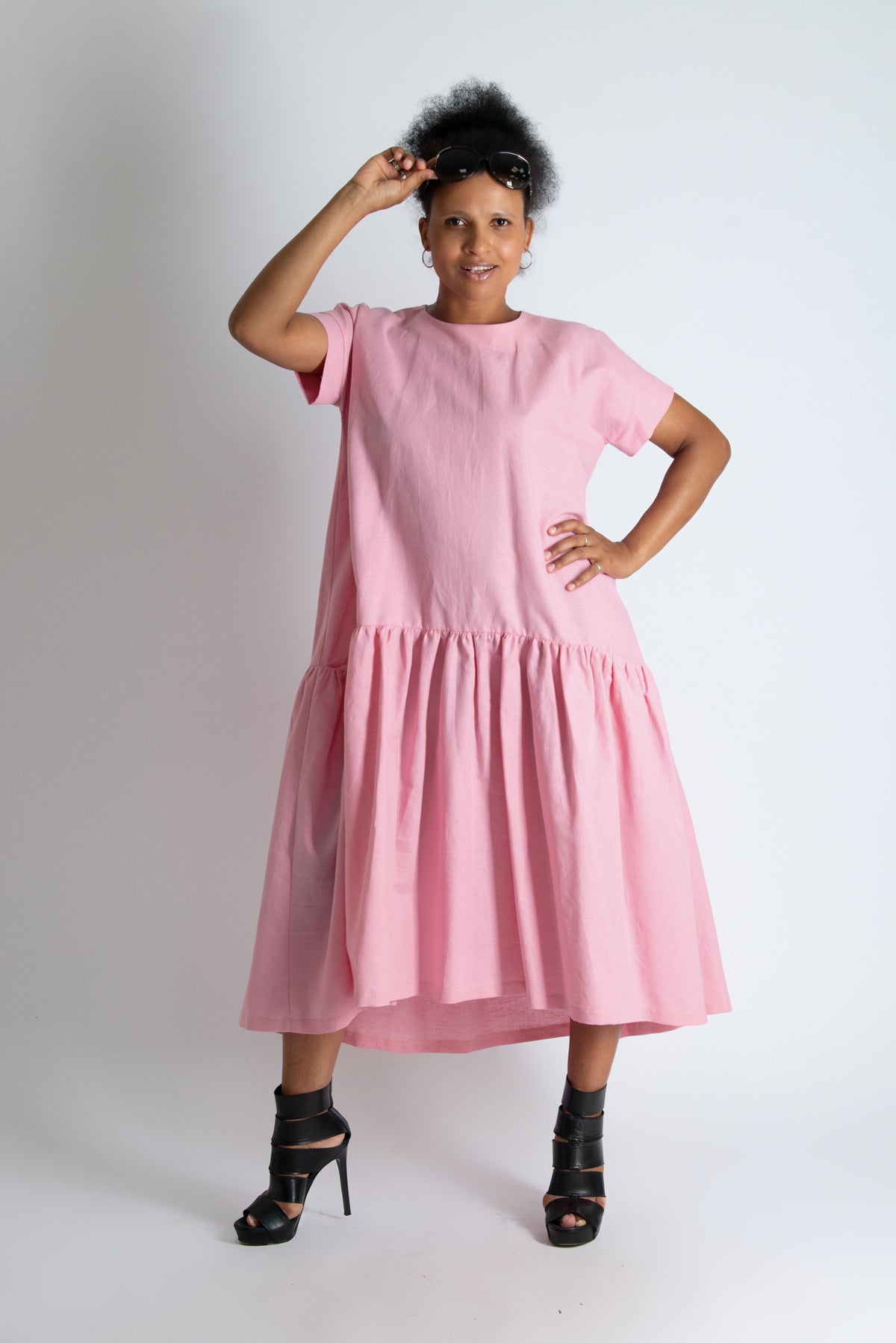 babi pink dress brianna - eug fashion