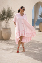 loose fit linen dress #baby-pink