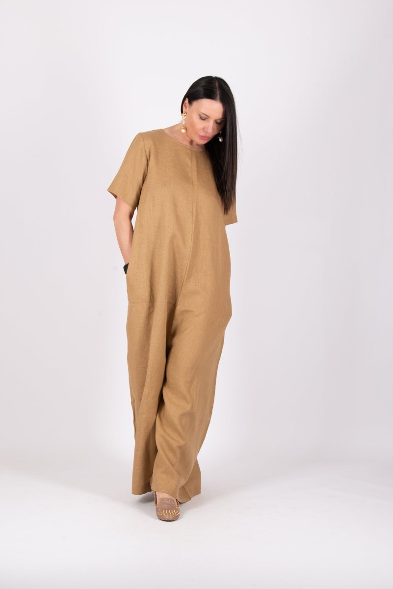 Beige Linen Jumpsuit VALENTIN - EUG Fashion