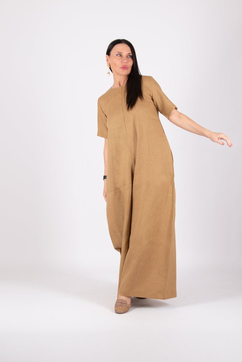 Beige Linen Jumpsuit VALENTIN - EUG Fashion