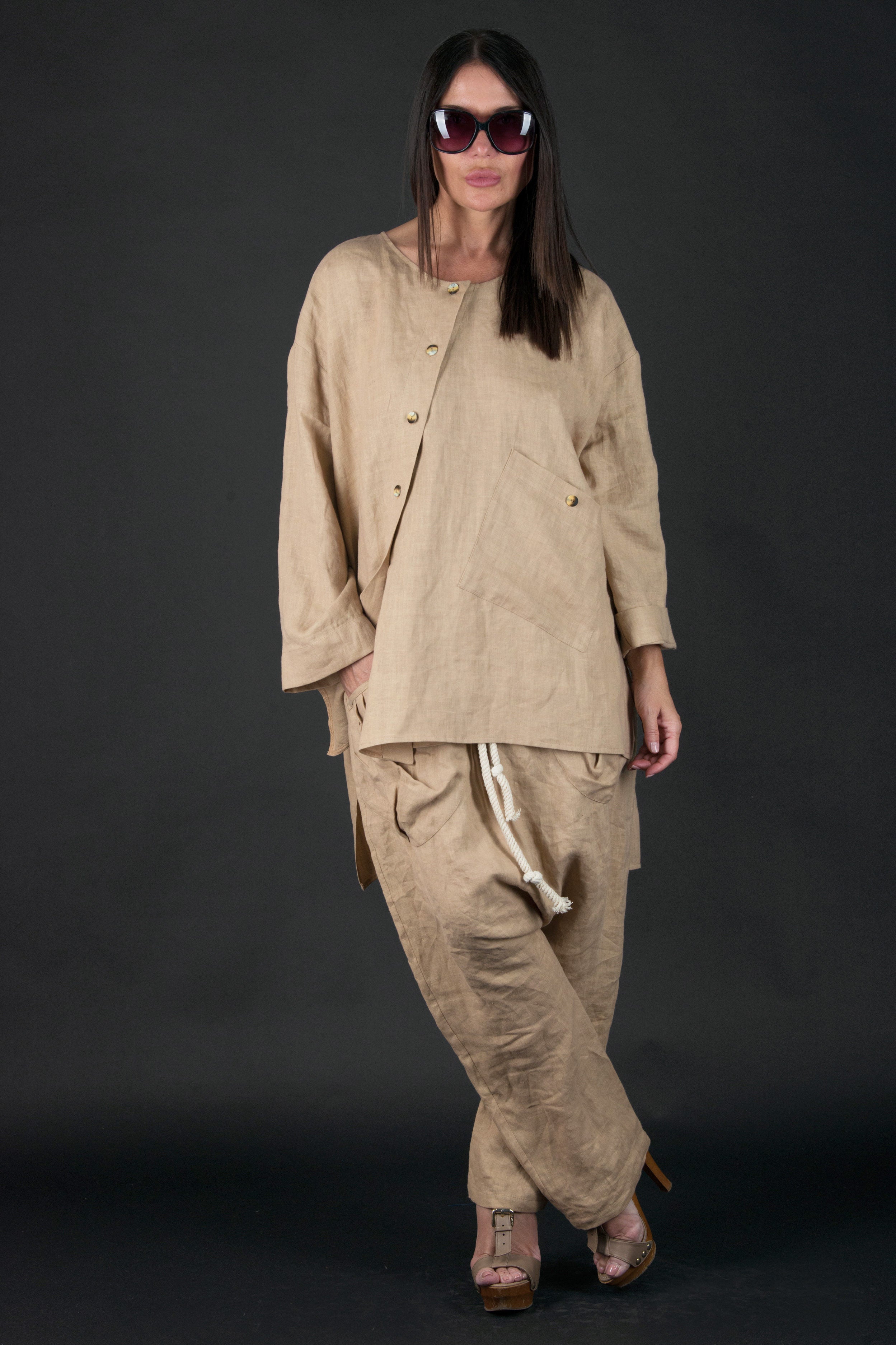 beige-linen-summer-set EUG fashion #beige-sahara