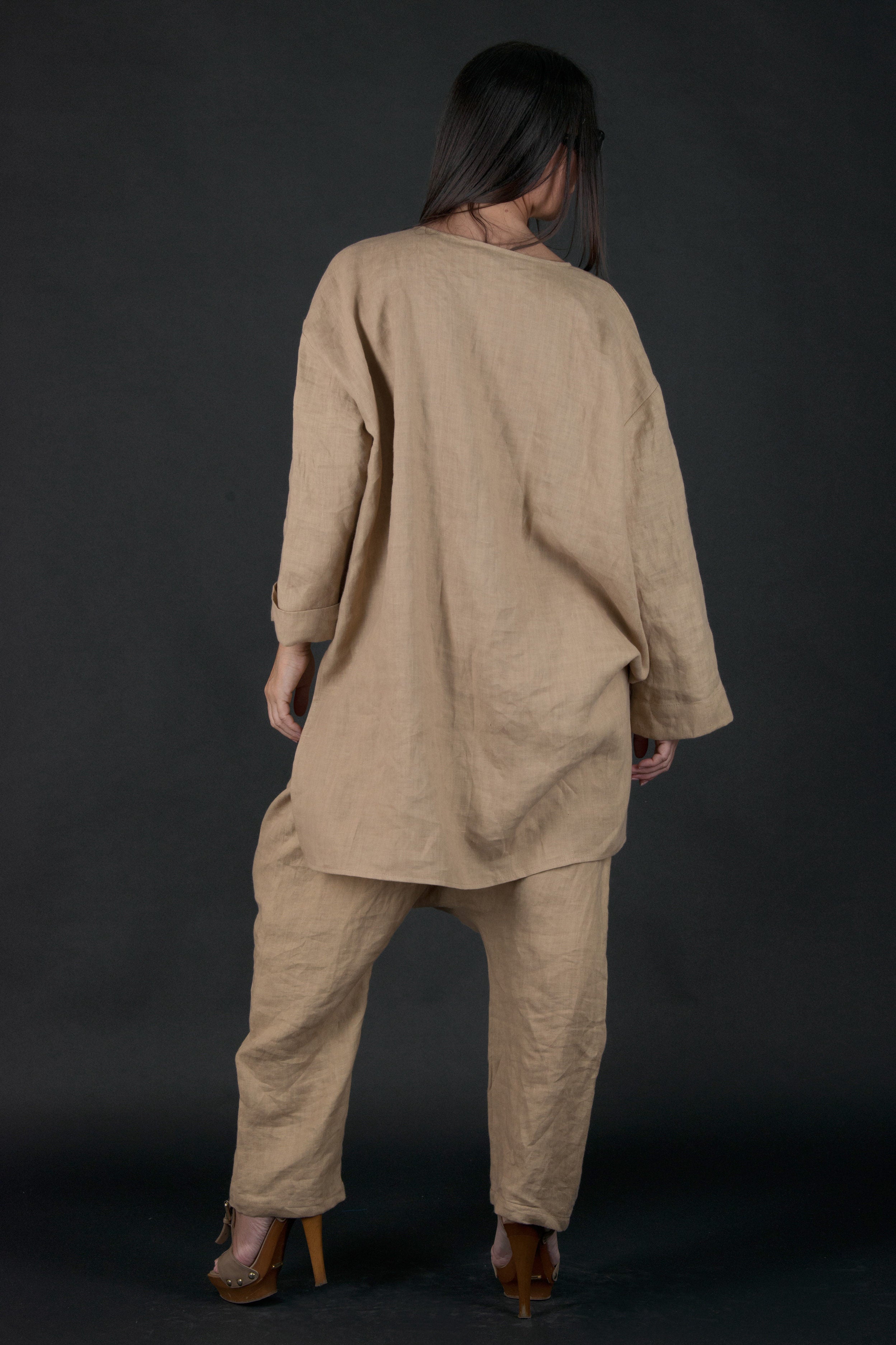 Linen loose fit top #beige-sahara