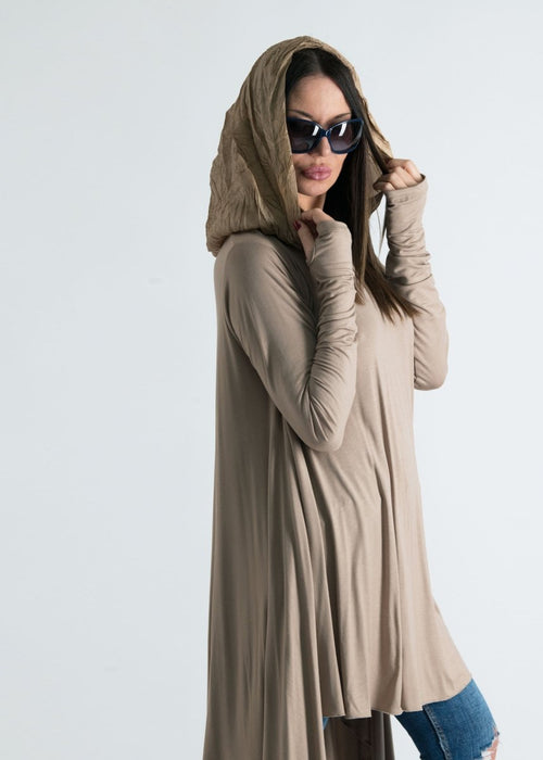 Beige Long Jersey Tunic ANIE - EUG Fashion