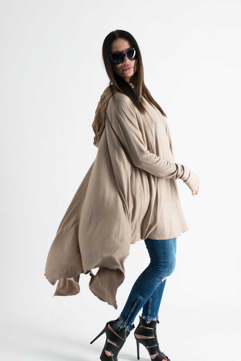 Beige Long Jersey Tunic ANIE - EUG Fashion
