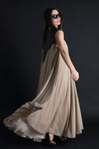 Beige Maxi Summer Dress NADIA - EUG Fashion