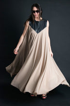 Beige Maxi Summer Dress NADIA - EUG Fashion