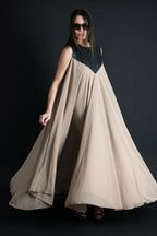 Beige Maxi Summer Dress NADIA - EUG Fashion