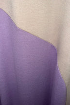Light Beige and Light Purple A-line dress - two-tone geometric pattern, turtleneck and thumb-hole sleeves, Vivian | EUG Fashion #light-beige