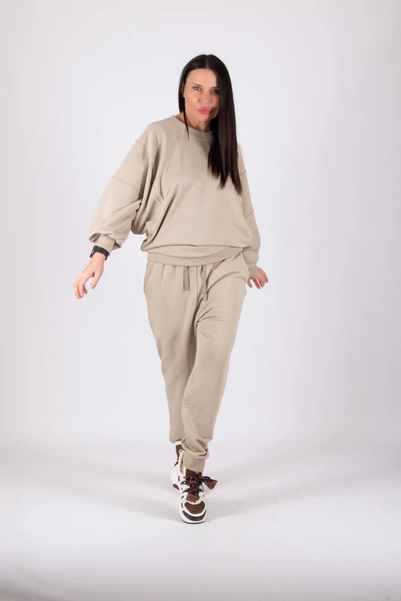 BEIGE WIDE TRACKSUIT AMALIA - EUG Fashion EugFashion 