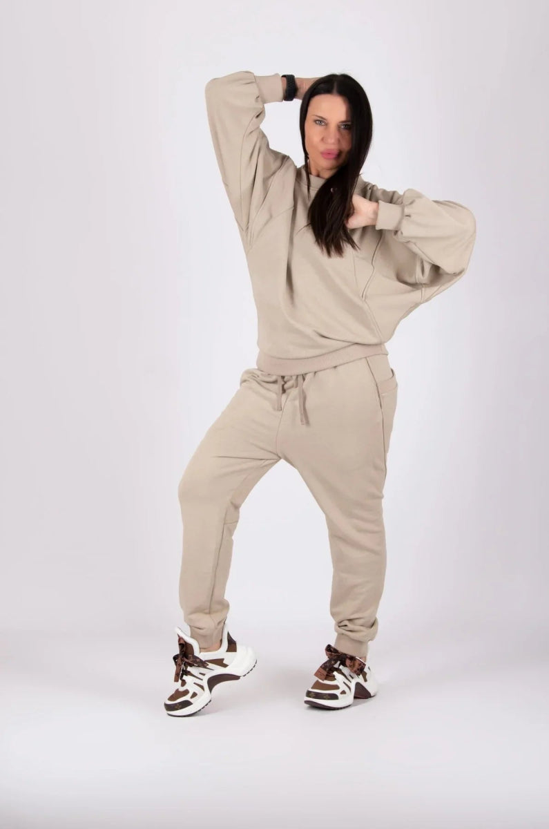 BEIGE WIDE TRACKSUIT AMALIA - EUG Fashion EugFashion 