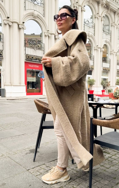 Beige Winter Loose Coat SIRI BF - EUG Fashion EugFashion 