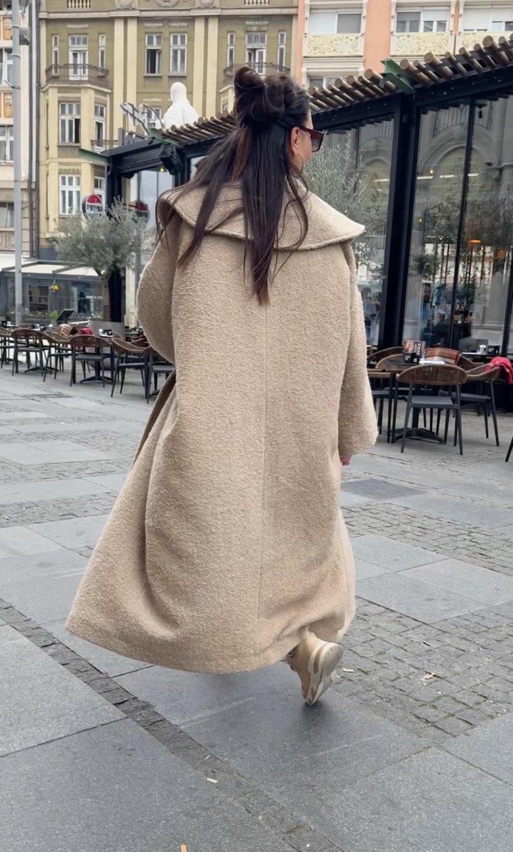 Beige Winter Loose Coat SIRI BF - EUG Fashion EugFashion 