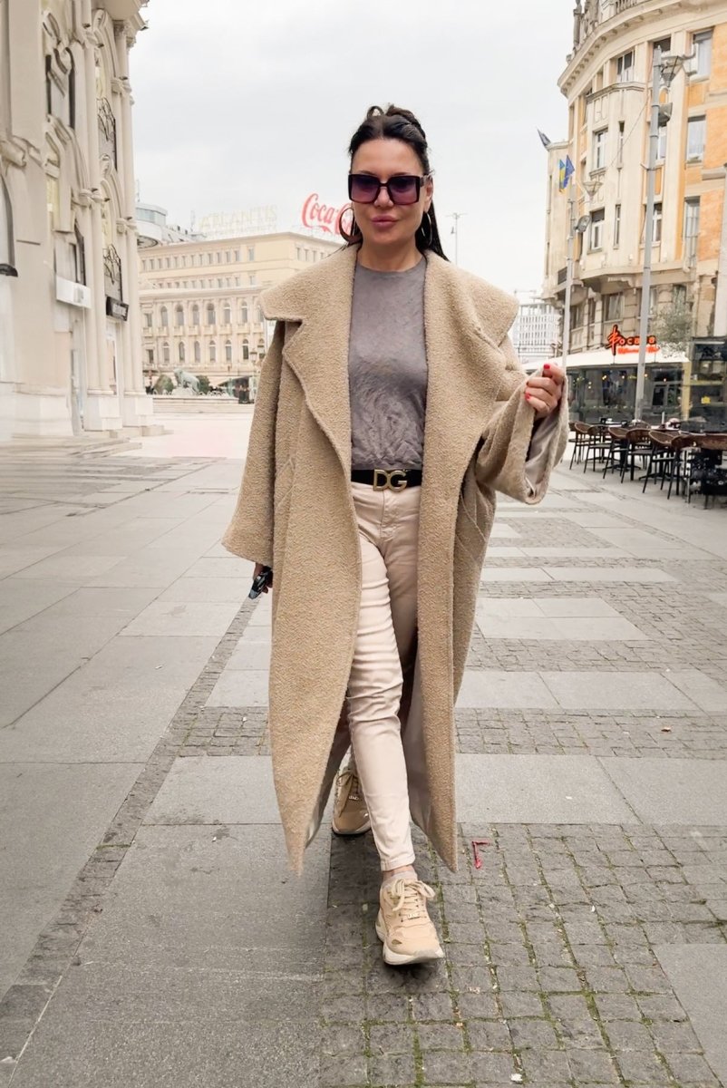 Beige Winter Loose Coat SIRI BF - EUG Fashion EugFashion 