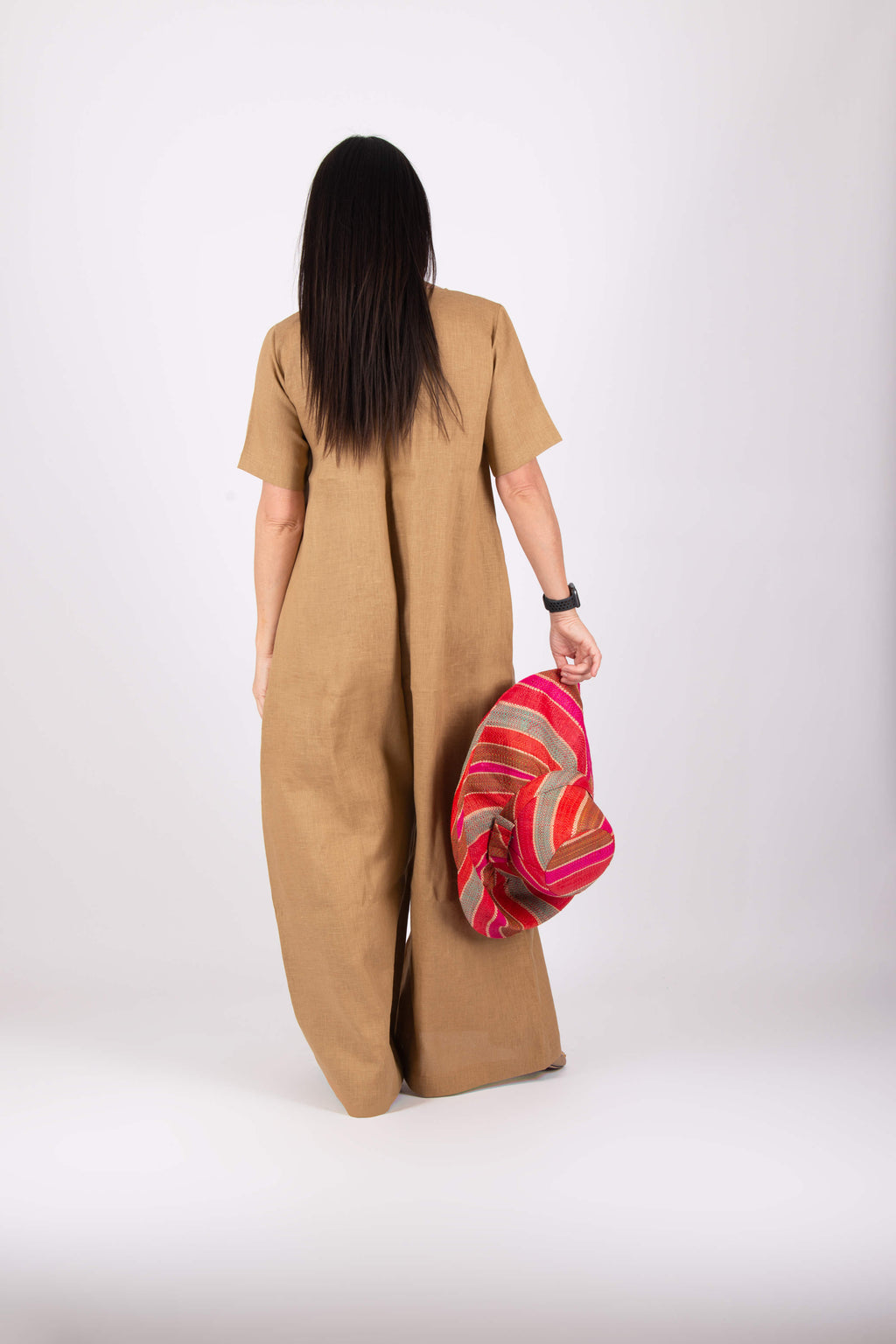 wide linen jumpsuit #beige-sahara