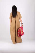 wide linen jumpsuit #beige-sahara