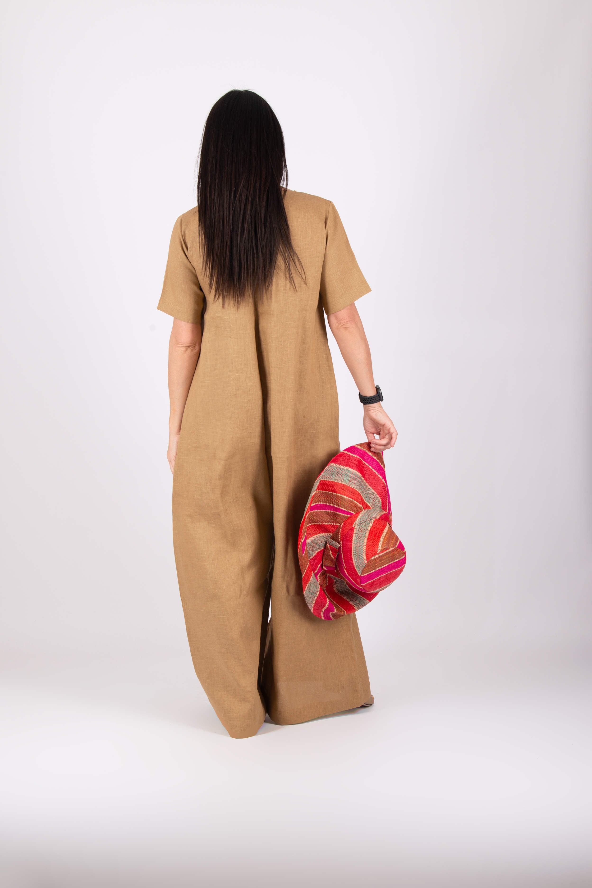 wide linen jumpsuit #beige-sahara