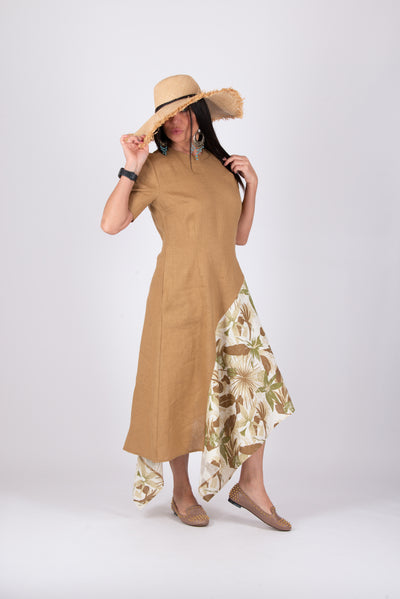 Linen Beige Dress Essen EugFashion 