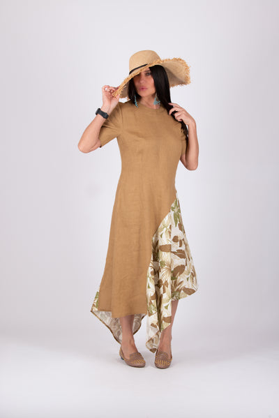 Linen Beige Dress Essen EugFashion 