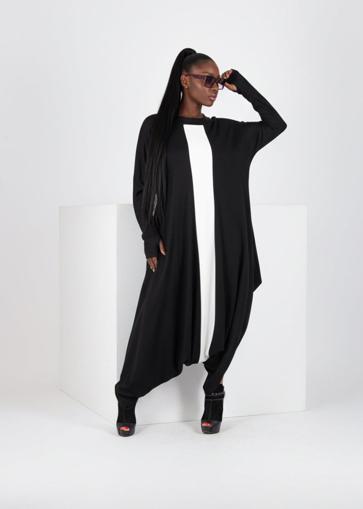 Black and White Harem Jumpsuit Opal - EUG Fashion