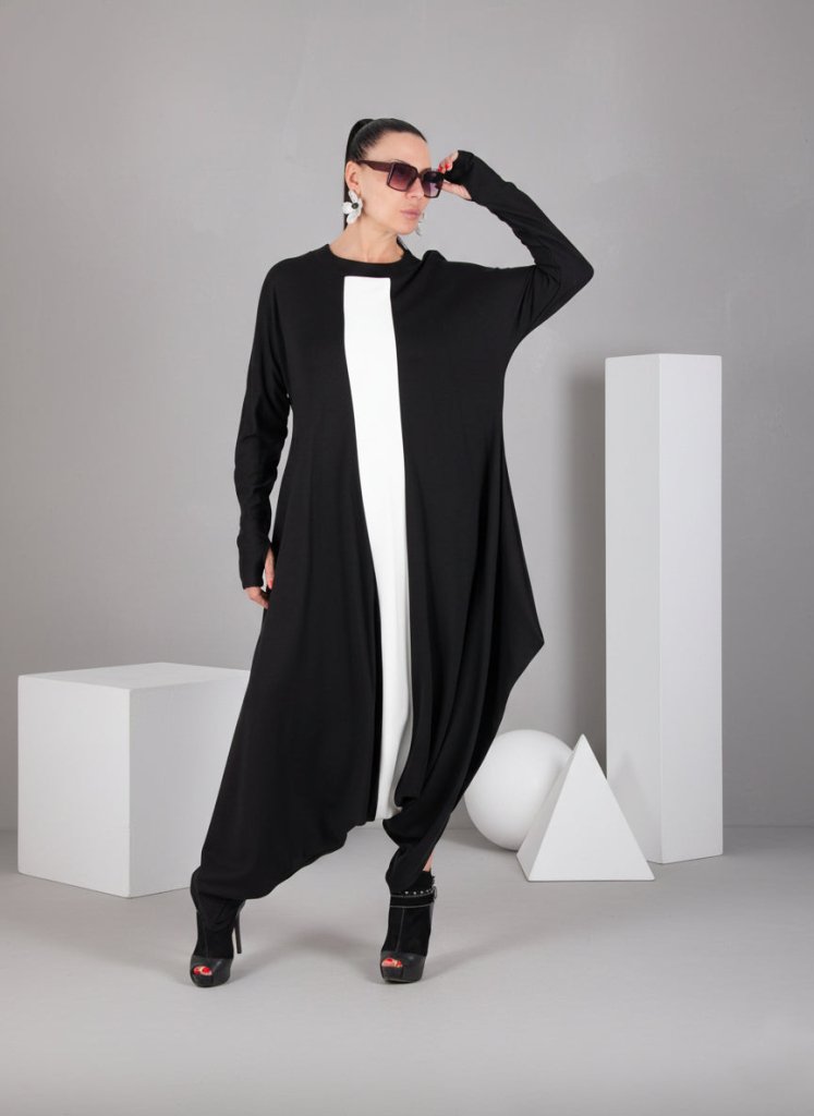 Black and White Harem Jumpsuit Opal - EUG Fashion EugFashion 