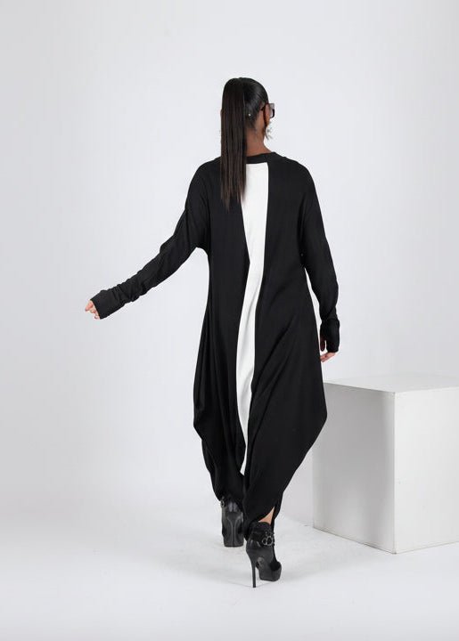 Black and White Harem Jumpsuit Opal - EUG Fashion EugFashion 