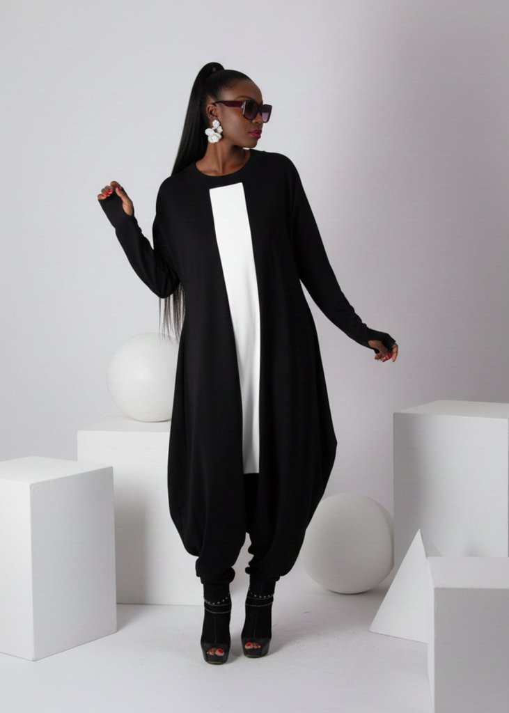 Black and White Harem Jumpsuit Opal - EUG Fashion