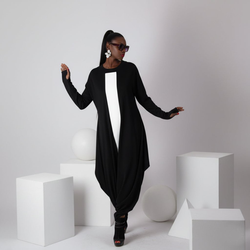 Black and White Harem Jumpsuit Opal - EUG Fashion EugFashion 