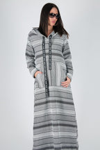 Black and White Hooded Dress ROSENA BF - EUG Fashion
