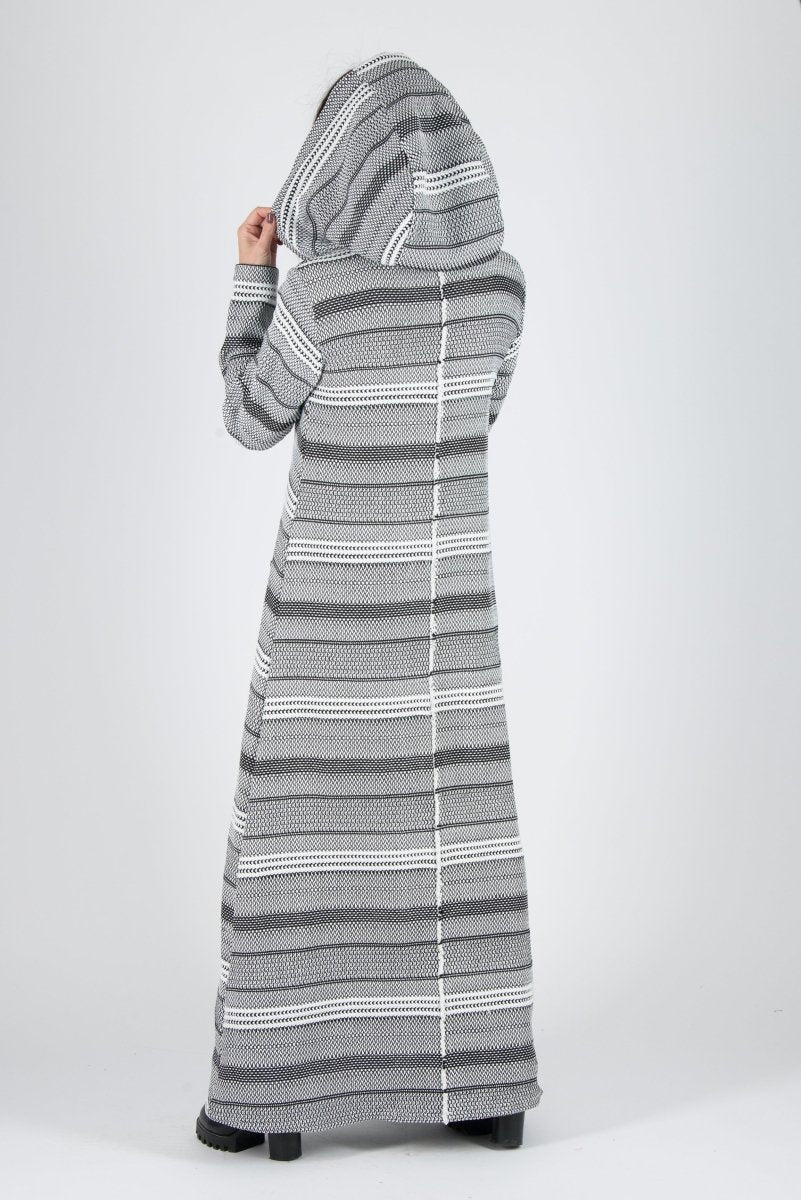 Black and White Hooded Dress ROSENA BF - EUG Fashion
