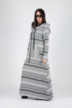 Black and White Hooded Dress ROSENA BF - EUG Fashion
