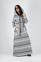 Black and White Hooded Dress ROSENA BF - EUG Fashion
