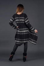 Plaid wool asymmetric dress Holly - EUG Fashion
