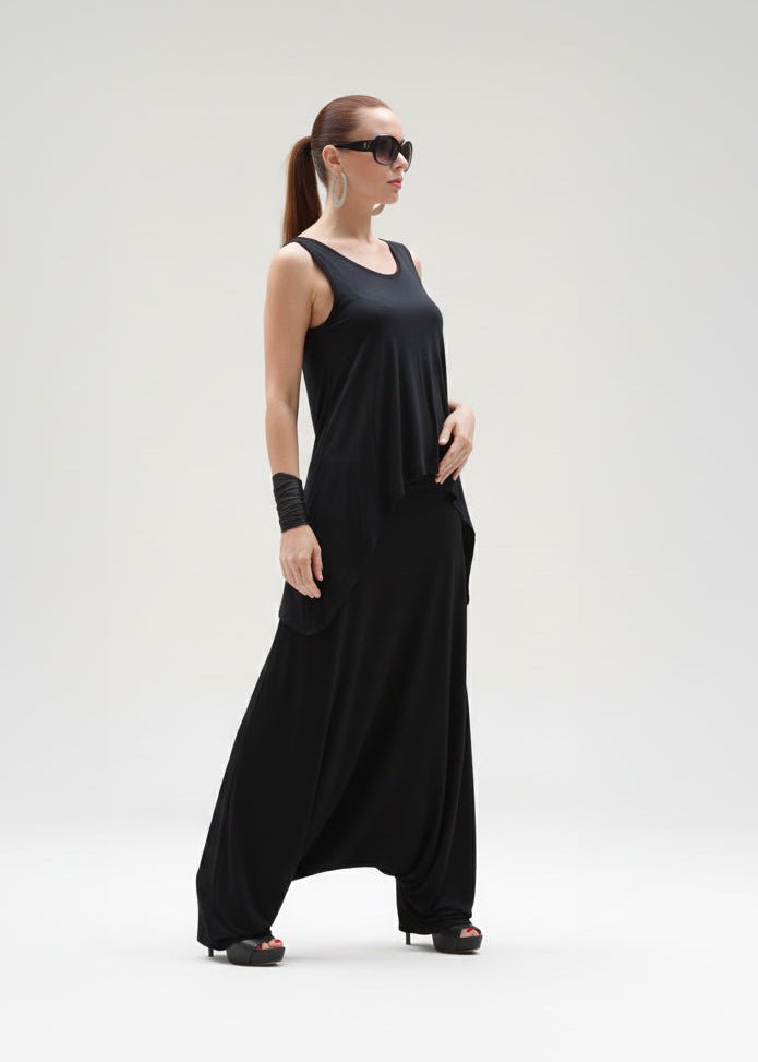 Black Cotton Harem Pant RENY - EUG Fashion