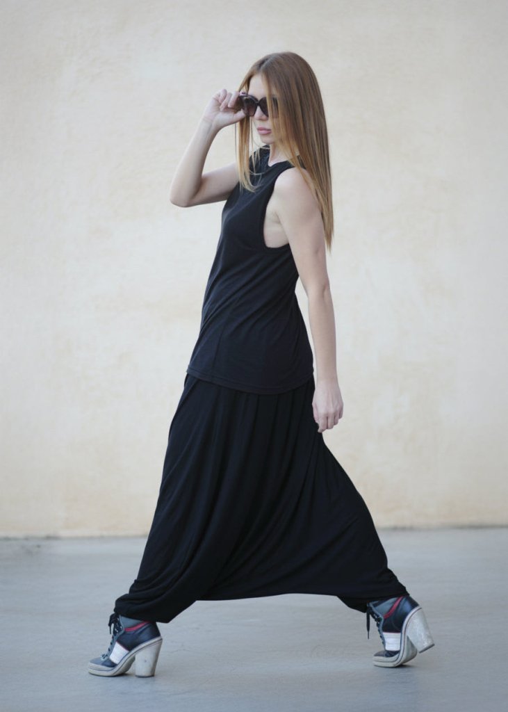 Black Cotton Harem Pant RENY - EUG Fashion