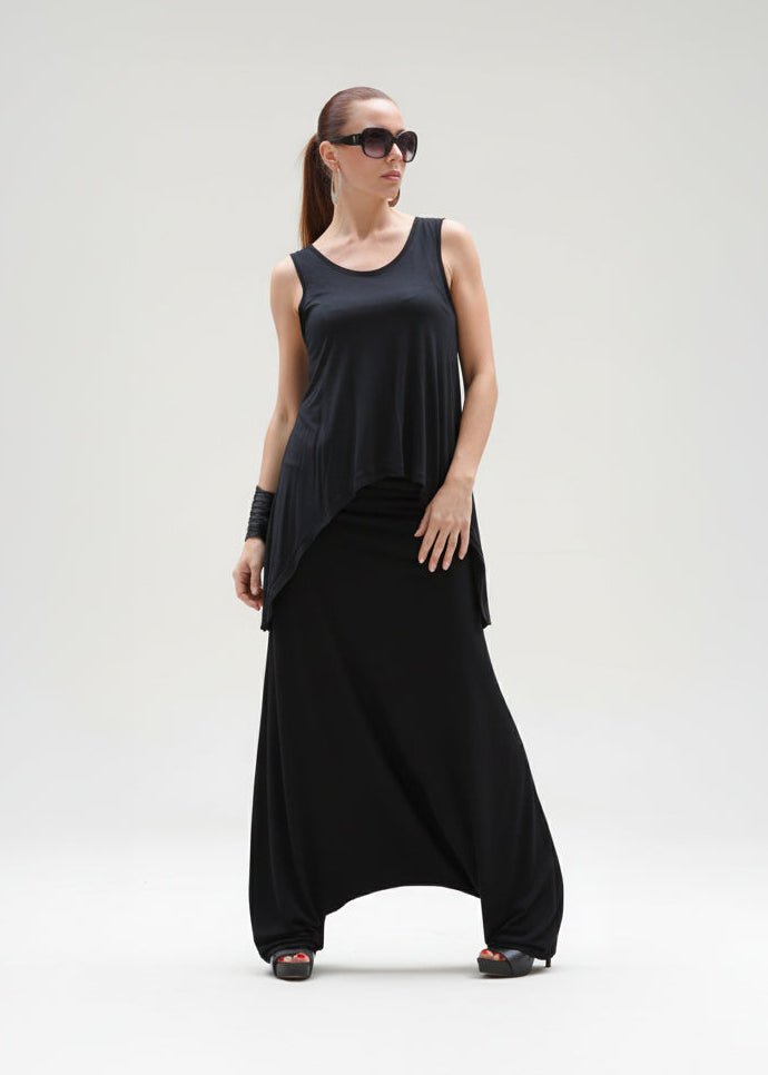 Black Cotton Harem Pant RENY - EUG Fashion
