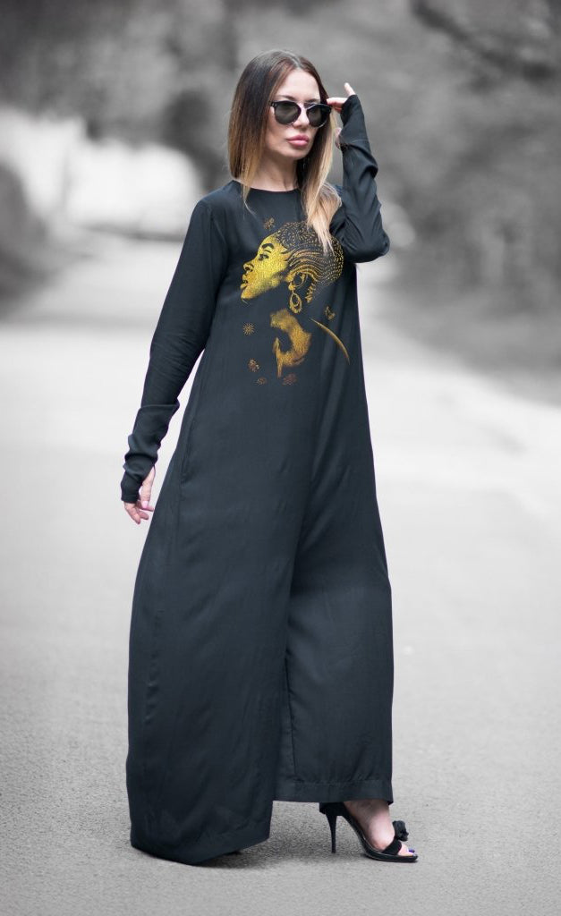 Black Cotton Jumpsuit Serena - EUG Fashion