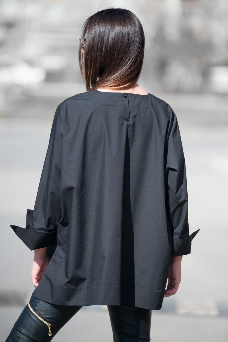 Black Cotton Loose Shirt SAMIRA - EUG Fashion EugFashion 