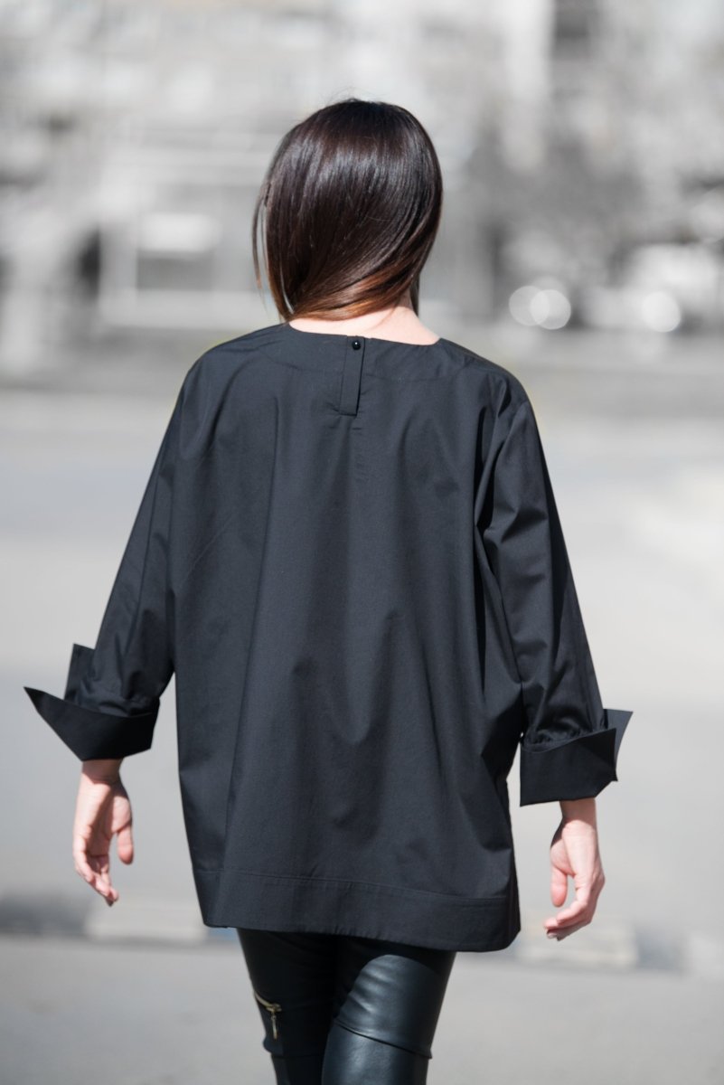 Black Cotton Loose Shirt SAMIRA - EUG Fashion EugFashion 