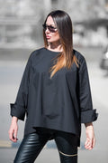 Black Cotton Loose Shirt SAMIRA - EUG Fashion