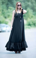 Black Cotton Maxi Dress CARMEN - EUG Fashion