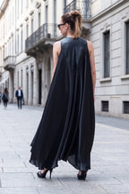 elegant black long a line dress