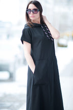 Black long dress a line #black
