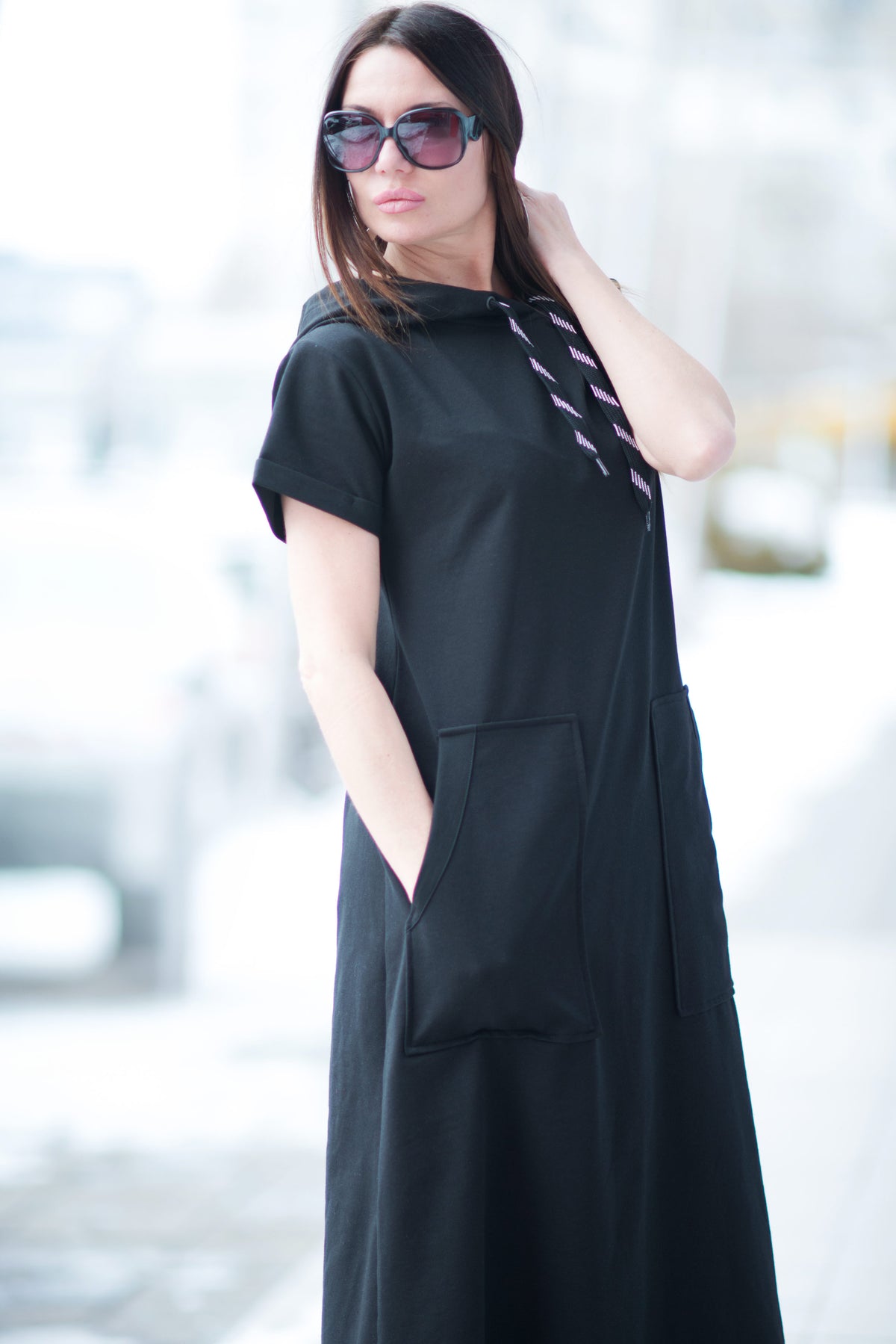 Black long dress a line #black